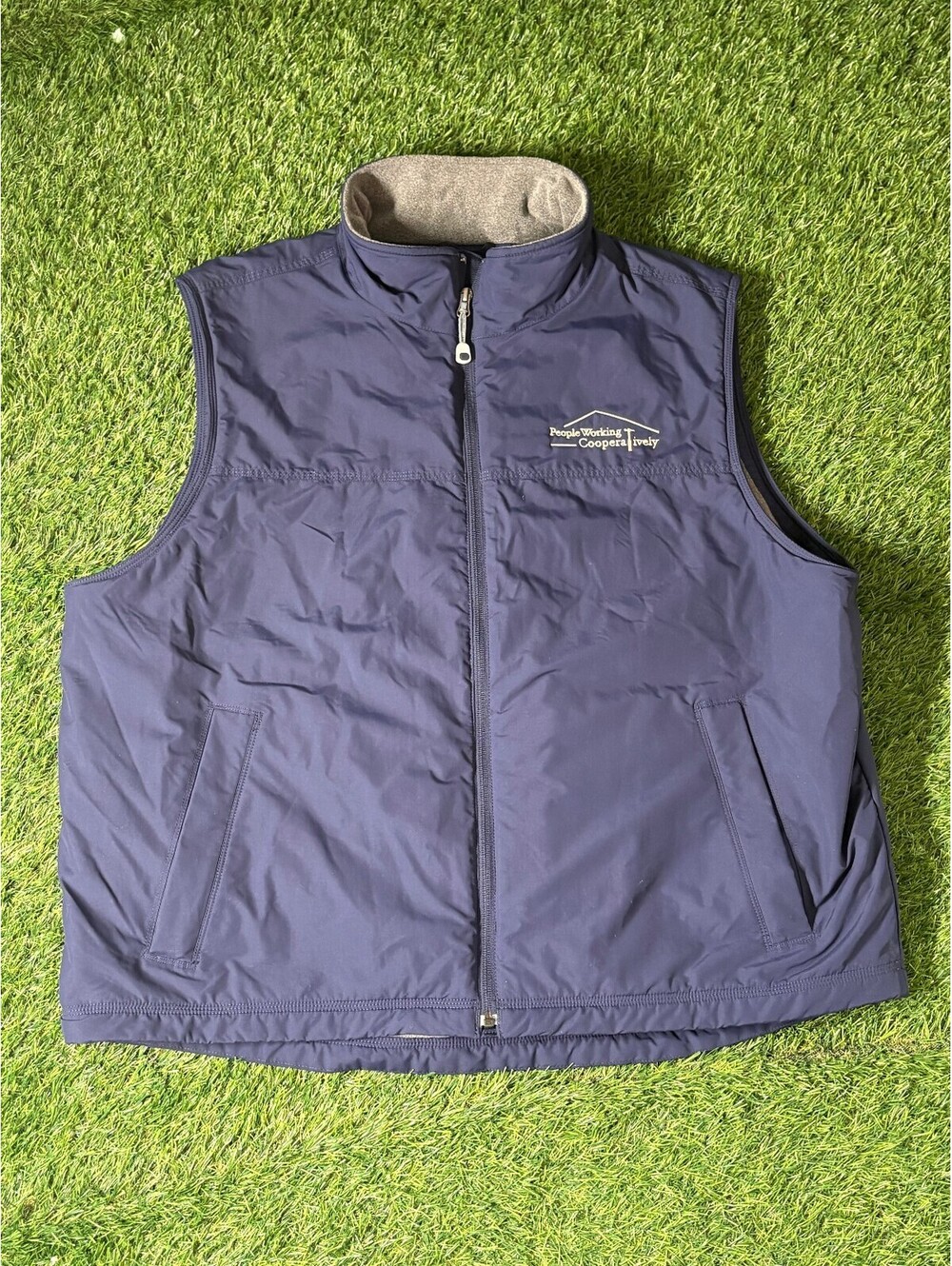 L.L.Bean Nylon Fleece Lined Vest Navy Blue Mens XXL